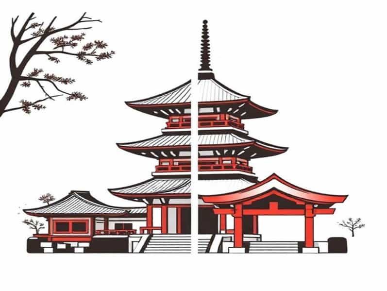 Buddhist Temple Vs Shinto Shrine