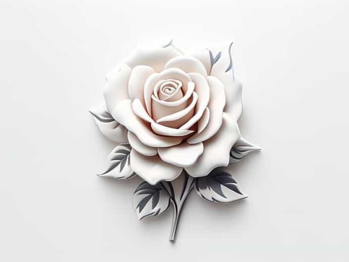 Spray Rose White Majolica