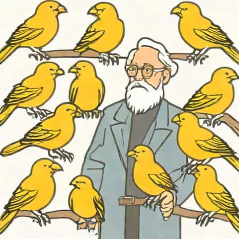 Old Man With 7 Canaries