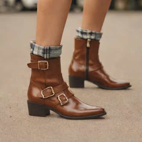 Zara Brown Buckle Boots